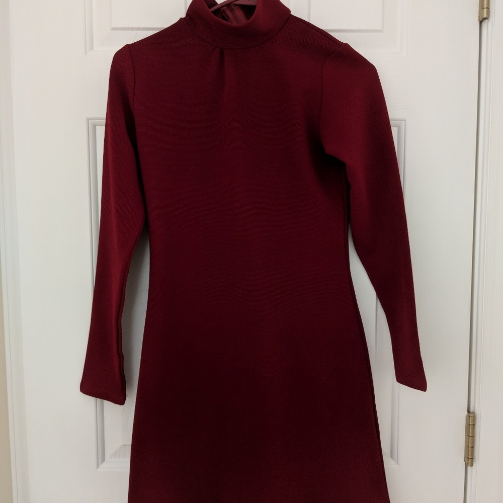 Red turtleneck dress